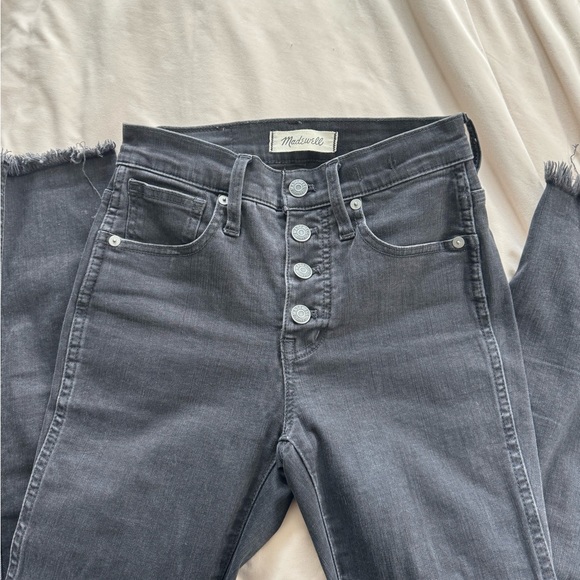 Madewell 10" High Rise Skinny Jeans in Berkeley Black Button Fly Raw Hem | 23P - Picture 3 of 5